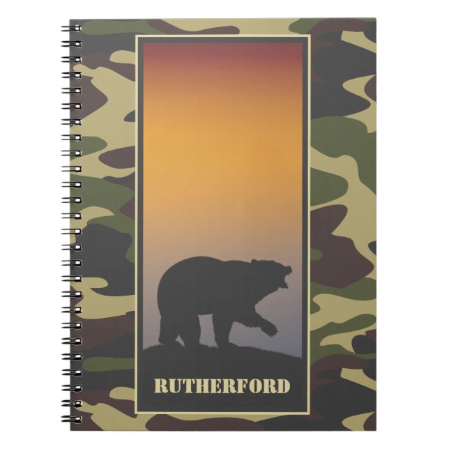 Carnet Ours rugissant et spirale camouflage (Devant)