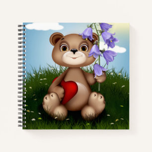 Carnet Ours tenant un bouquet de fleurs-30926