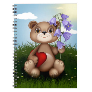 Carnet Ours tenant un bouquet de fleurs-30926