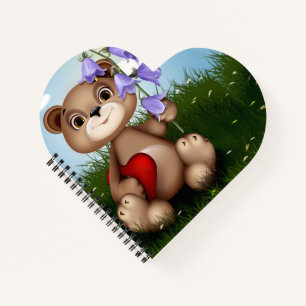 Carnet Ours tenant un bouquet de fleurs-30926