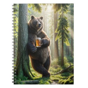 Carnet Ours tenant une bière en forêt