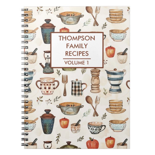 Carnet Outils de cuisine Rustique Personnalisé Recette (Devant)