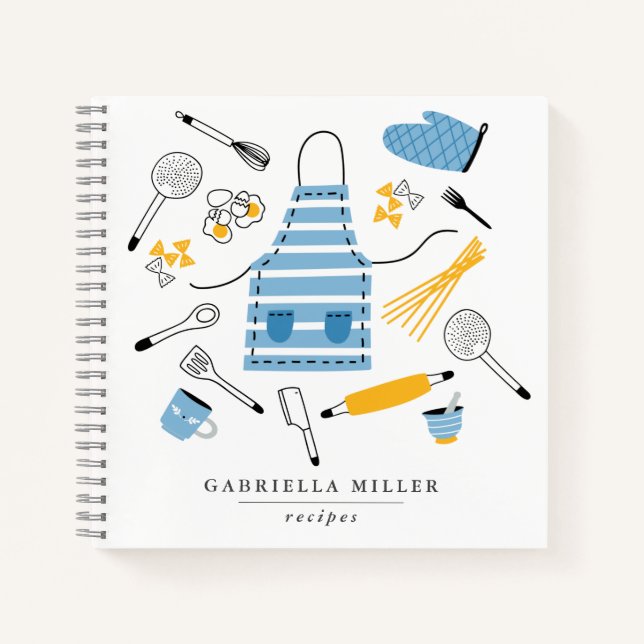 Carnet Outils de cuisine Whimsical Recette personnalisée (Devant)