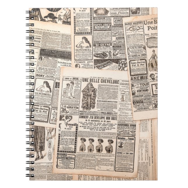 Carnet Pages de journaux avec publicité antique. La femme (Devant)