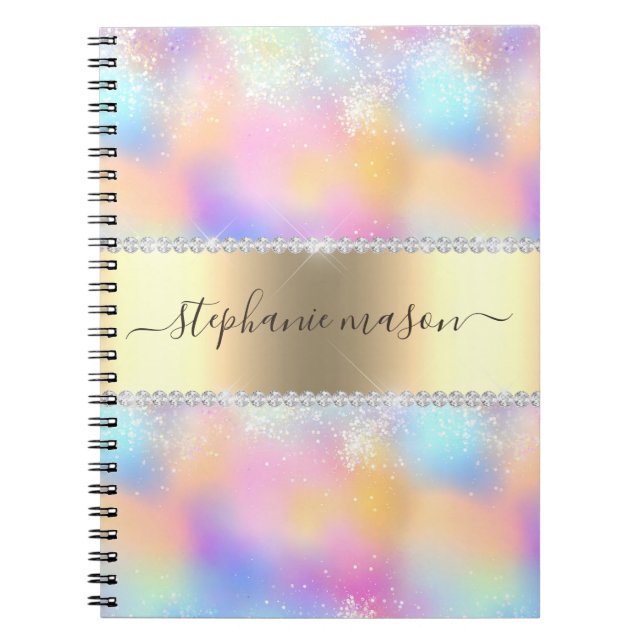 Carnet Pailleté holographique iridescent or diamant moder (Devant)