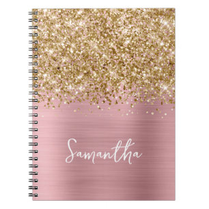 Carnet Pailleté Or Rose Blush Glam Nom de Script