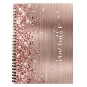 Carnet Pailleté Or Rose Moderne Signature Féminine