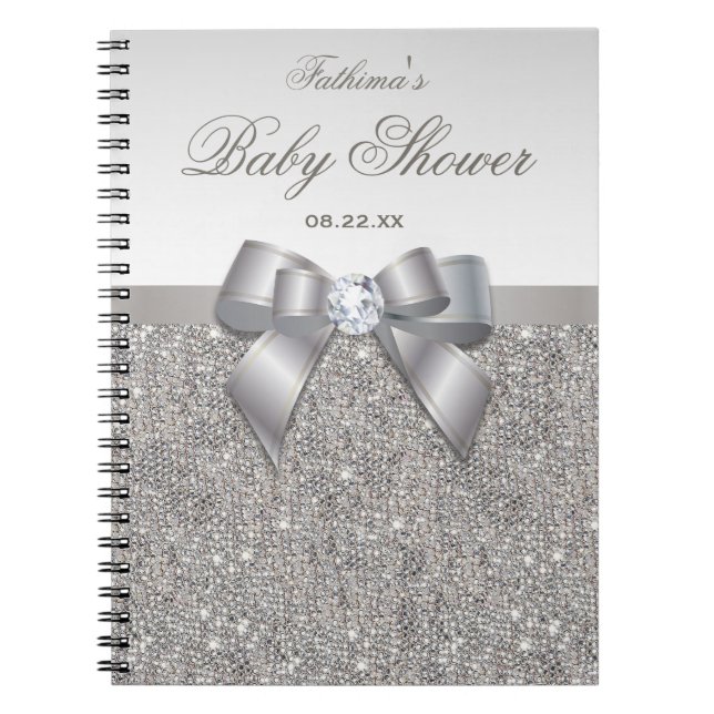 Carnet Paillettes et arc d'argent de Faux de Guestbook de (Devant)