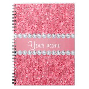 Carnet Paillettes et diamants roses de Faux