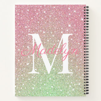 Carnet Paillettes féminines Lettre initiale personnalisée