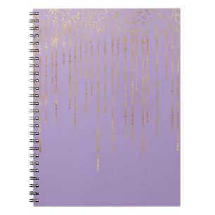 Carnet Paillettes Rayures Points Dorés Violets Glamour