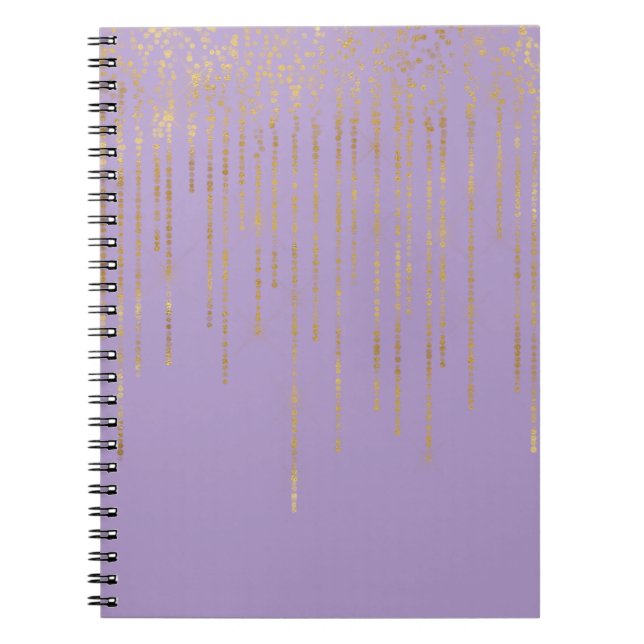 Carnet Paillettes Rayures Points Dorés Violets Glamour (Devant)
