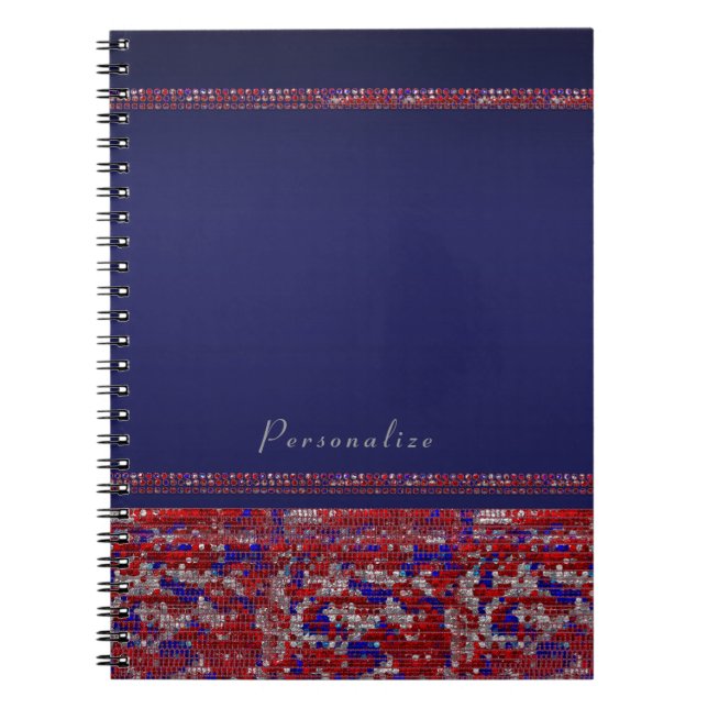 Carnet Paillettes scintillantes rouge blanc et bleu Fête  (Devant)
