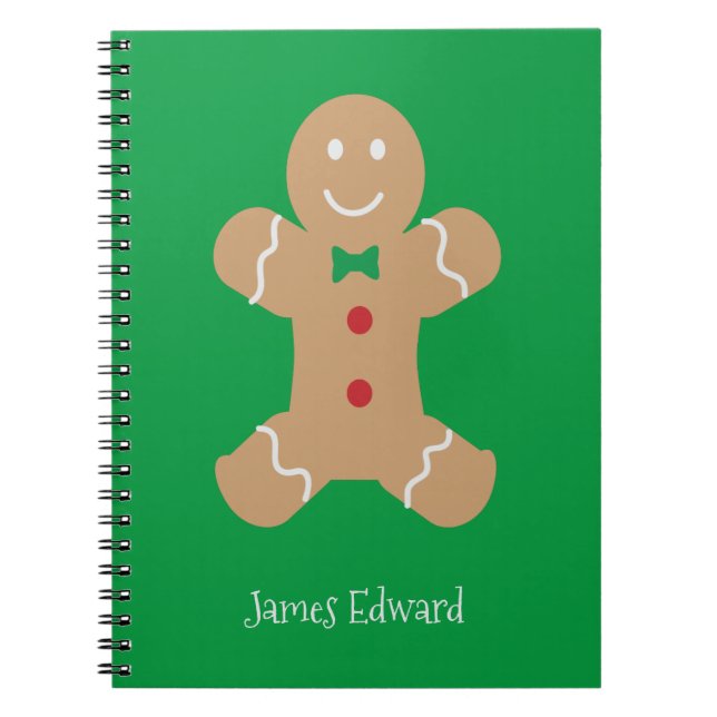 Carnet Pain d'épices de Noël Homme avec un nom personnali (Devant)