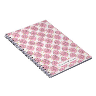 Carnet Painted pink roses and gold glitter notebook
