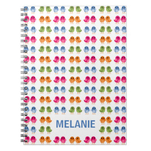Carnet Paires de motifs d'oiseaux colorés mignons personn