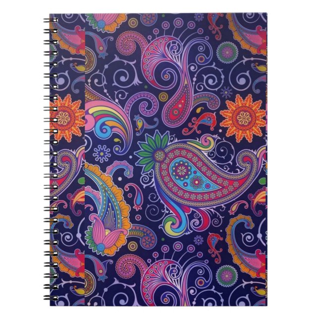 Carnet Paisley violet rose (Devant)