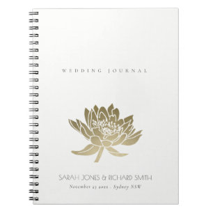 CARNET PALE GLAMOREUX OR BLANC LOTUS MARIAGE FLORAL