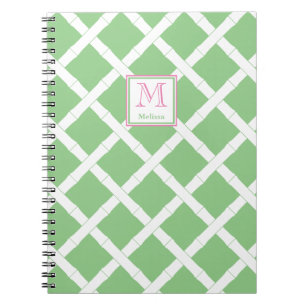 Carnet Palm Beach Preppy Vert Et Rose Bamboo Trellis