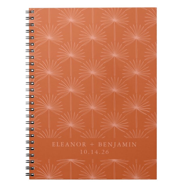 Carnet Palm Leaf Botanique Brûlé Orange Mariage Personnal (Devant)