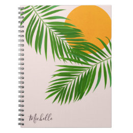Carnet Palme de coucher de soleil tropicale rétro Feuille