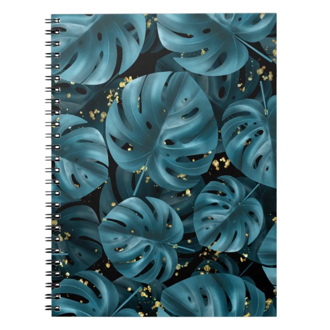 Carnet Palmier De Monstera, Plat D'Or Sans Couche. (Devant)