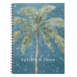 Carnet Palmier Tropical Bleu Étincelle