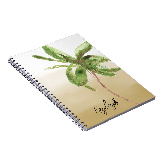 Carnet Palmier vert d'or tropical (Côté Droit)