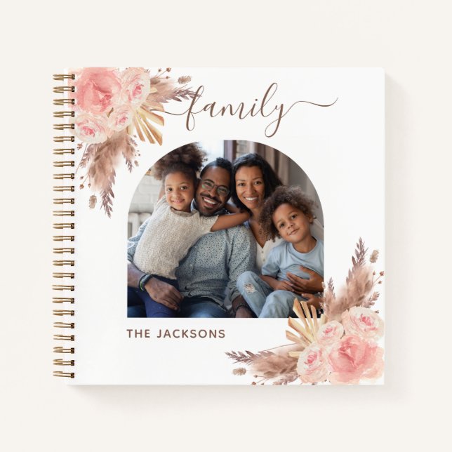 Carnet Pampas herbe blush rose floral photo Boho (Devant)