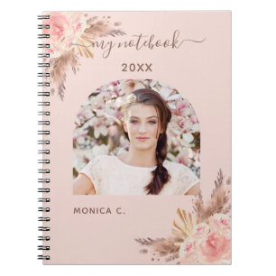 Carnet Pampas herbe rose or flush florales photo