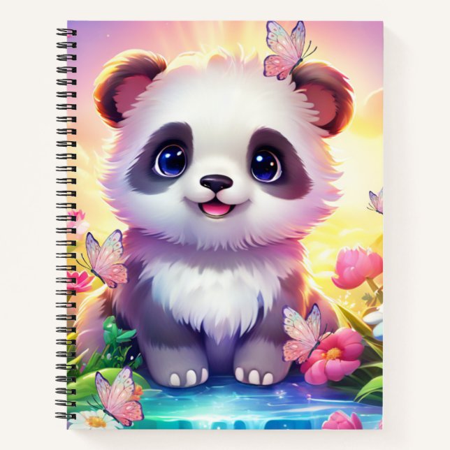 Carnet Panada gaie, arcs-en-ciel, papillons et fleurs (Devant)