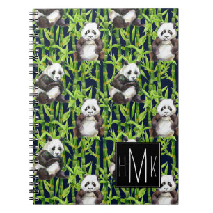 Carnet Panda avec le monogramme en bambou du motif