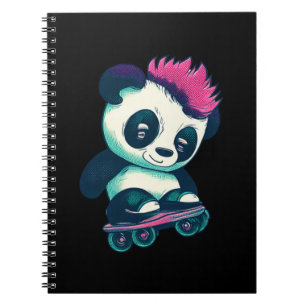 Carnet Panda bébé mignonne avec mohawk Panda de patinag