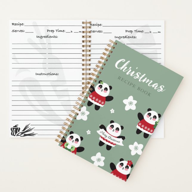 Carnet Panda en fleur de cerisier de Noël (À l'intérieur)