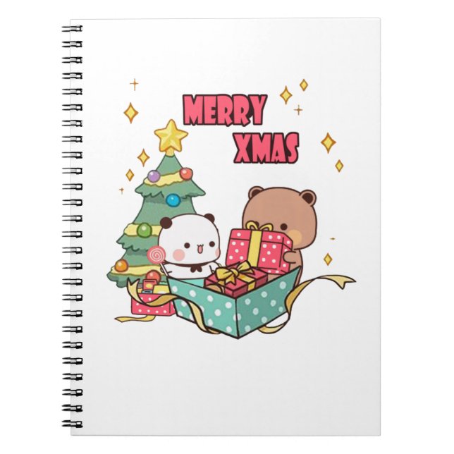 Carnet Panda Et Brownie Bear Couple, Joyeux Noël (Devant)