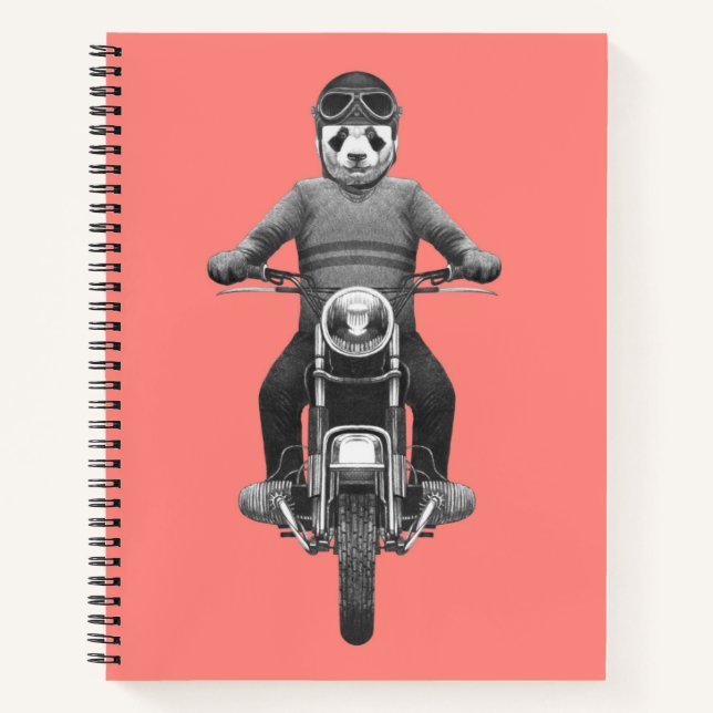 Carnet Panda Motorcyle Rider (Devant)