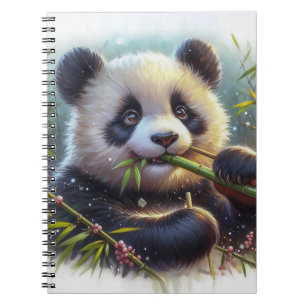 Carnet Panda roux adorable mangeant du bambou