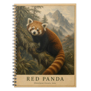 Carnet Panda roux forêt himalayenne VINTAGE