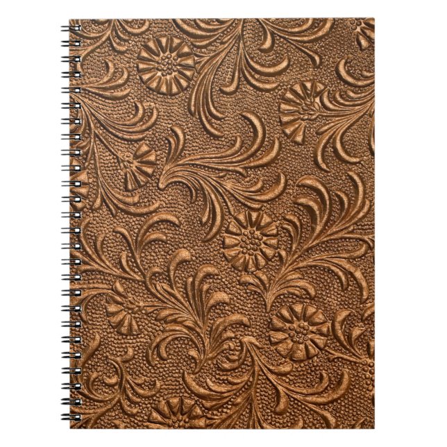 Carnet panneau floral gaufré, cuivre (Devant)
