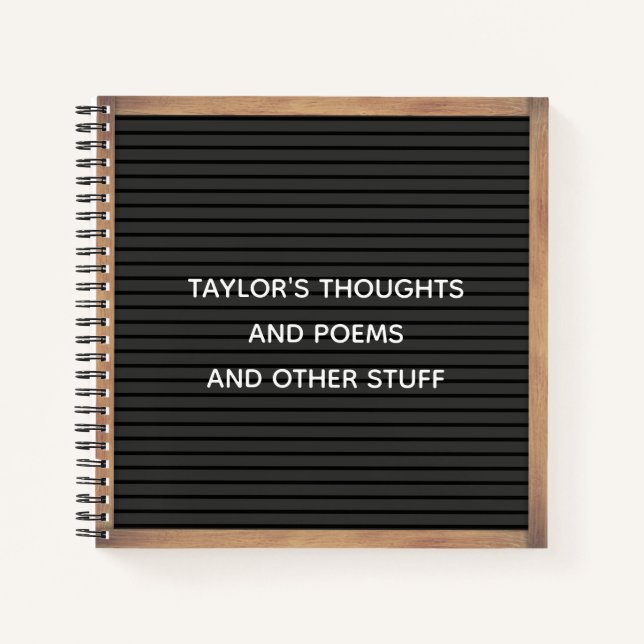 Carnet Panneau noir Marqueur Signer message personnalisé (Devant)