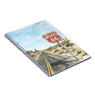 Carnet Panneau Route 66 Rouge