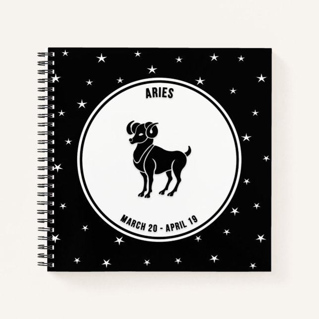 Carnet Panneau Zodiac Aries, Noir & Blanc (Devant)