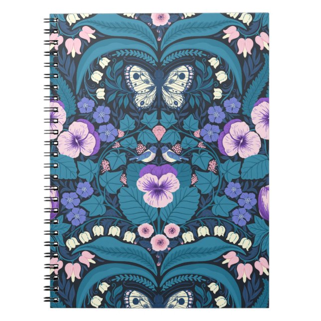 Carnet Pansies, oiseaux et papillons (Devant)