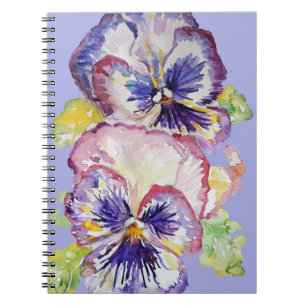 Carnet Pansy aquarelle motif floral sur Lilac Lavender