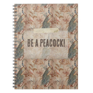 Carnet Paon vintage et motif botanique Soyez un paon