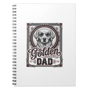 Carnet Papa Golden Retriever Dessin de gravure vintage_1