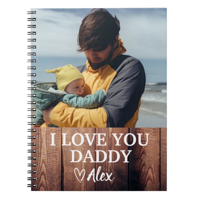 Carnet Papa Personnalisé, Je T'Aime Papa Photo (Devant)