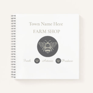 Carnet Papeterie de la ferme artisanale ou logo d'abeille