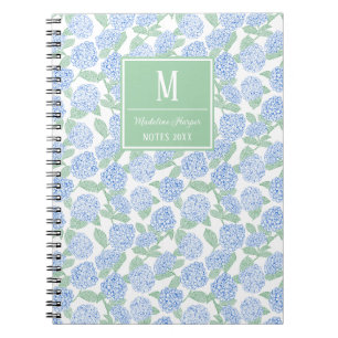 Carnet Papier à en-tête aux hortensias bleus et verts Pré