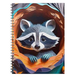 Carnet Papier Art Baby Raccoon dans l'arbre 3D